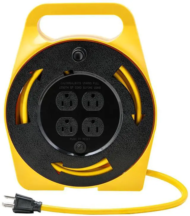 Main image of Extension Cord Reel with Outlets, Retractable Extension Cord, 25FT, 16 AWG/3C SJTW Power Cord, 10 Amp Circuit Breaker, ETL Listed