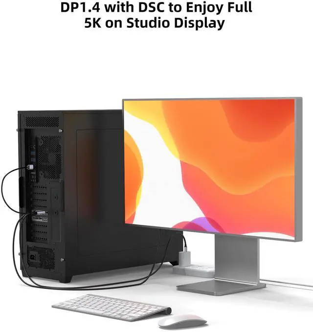 Alt view image 4 of 6 - DisplayPort to USB C Cable 4K 60Hz, 6.6ft Unidirectional DisplayPort Source to USB-C for Studio Display, Touchscreen Portable Monitor, AR Glasses Xreal Air, Rayneo, Rokid, USB-C Monitor