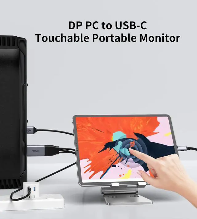 Alt view image 5 of 6 - DisplayPort to USB C Cable 4K 60Hz, 6.6ft Unidirectional DisplayPort Source to USB-C for Studio Display, Touchscreen Portable Monitor, AR Glasses Xreal Air, Rayneo, Rokid, USB-C Monitor