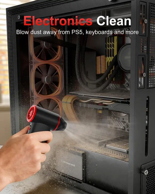 Alt view image 3 of 7 - F3 Compressed Air Duster, 150000RPM Duster for Cleaning, 3-Gear Rechargeable Electric Air Blower with Fast Charging, Cordless Mini Blower for PC, Computer, Car, Keyboard, Outdoor
