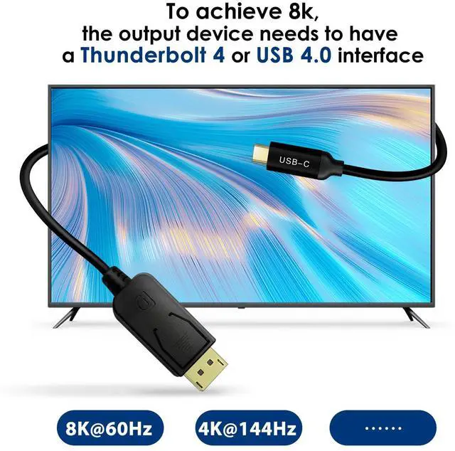 Alt view image 2 of 7 - USB c to displayport Cable USB-c to displayport Type c to displayport 1.4 USB-c to dp 8K@60Hz Thunderbolt 4 to displayport 4K 144Hz G-Sync Compatible - for iPhone15, iPad Pro (C to DP)