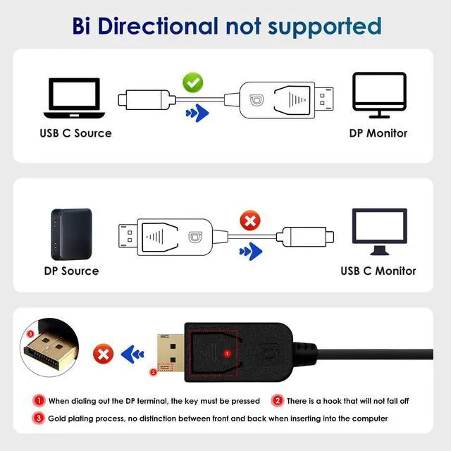 Alt view image 3 of 7 - USB c to displayport Cable USB-c to displayport Type c to displayport 1.4 USB-c to dp 8K@60Hz Thunderbolt 4 to displayport 4K 144Hz G-Sync Compatible - for iPhone15, iPad Pro (C to DP)