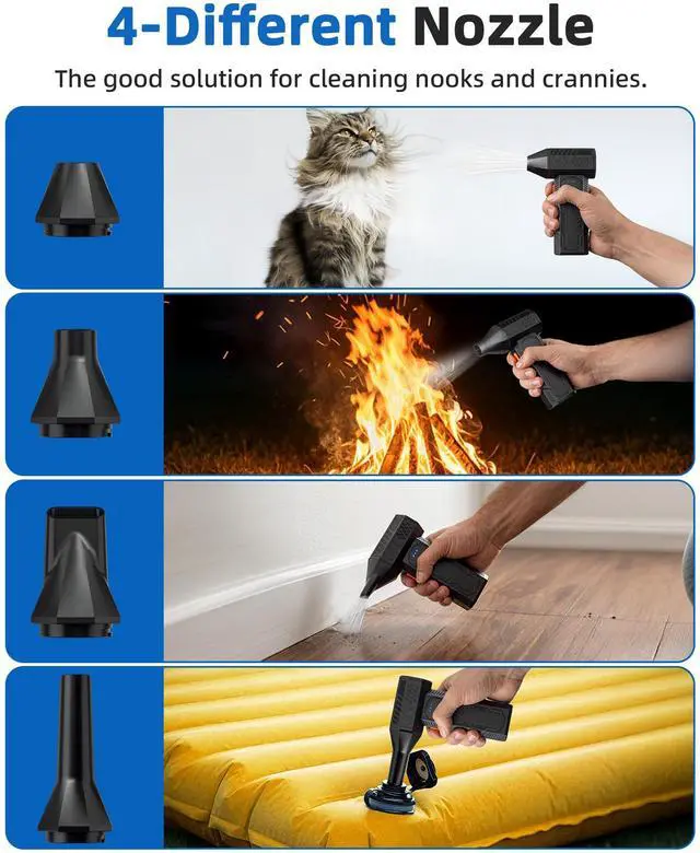 Alt view image 4 of 7 - Compressed Air Duster - Electric Air Duster Super Power 130000RPM, 3-Gear Adjustable Mini Duster Blower with Fast Charging, Air Duster Rechargeable for Computer, Keyboard Cleaner, House, Outdoor, Car