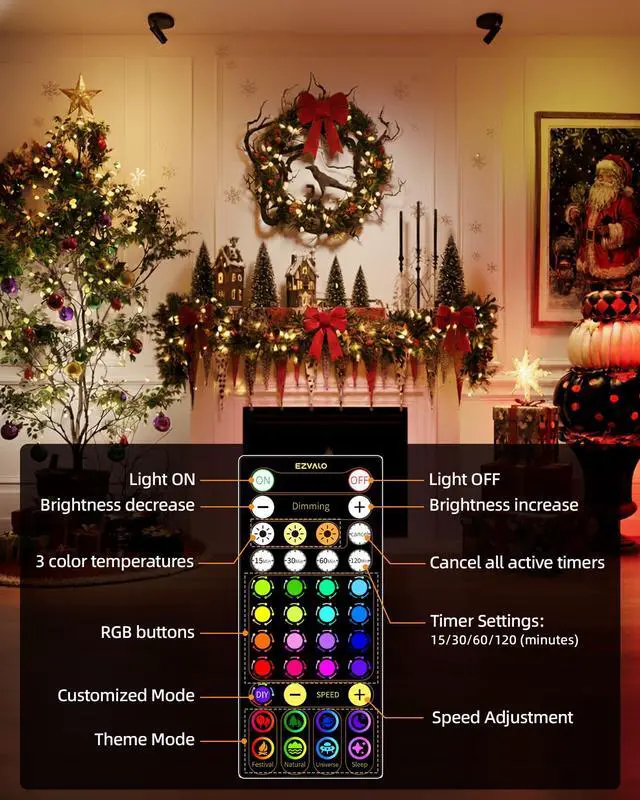 Alt view image 5 of 7 - RGB Spotlights Indoor with Remote, 5500mAh Rechargeable Picture Lights, DIY Mode & 83 Color Changing Uplighting, Wireless Mini Accent Lighting for Plant Painting, Artwork (2Pack-Black)