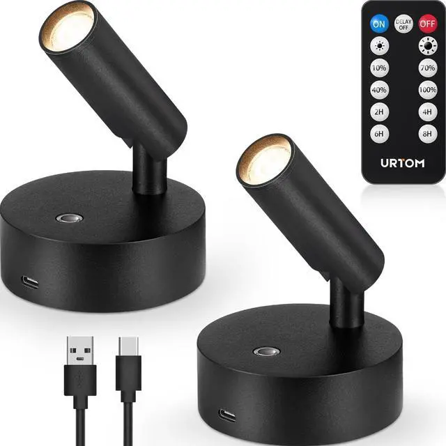 Main image of LED Wireless Spotlights Indoor with Remote Rechargeable Uplights with Timer Dimmable CRI 90+ Picture Light Battery Operated Spot Lights Indoor Accent Uplighting for Plant Reading, 2 Pack