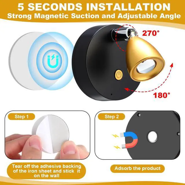 Alt view image 6 of 7 - 6 Pcs Mini Rechargeable Spotlights with 3 Remote Control Indoor Plant Wireless LED Spot Lights Rotatable Dimmable Accent Picture Lights for Wall Artwork Painting Display (Gold)