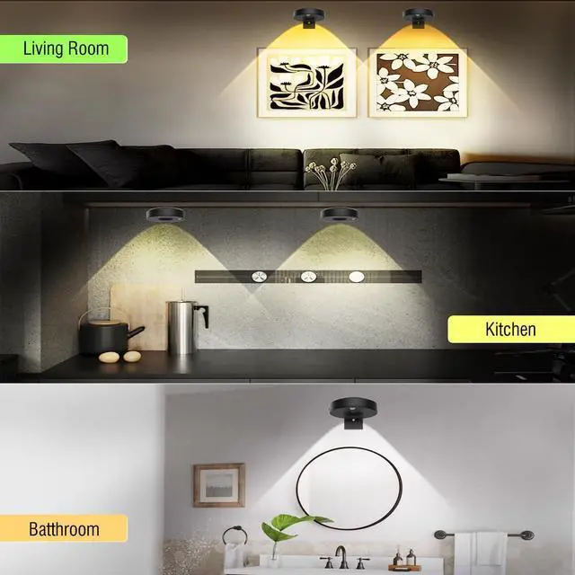 Alt view image 2 of 7 - 3Pack LED Picture Lights for Wall Rechargeable Battery Picture Frame Light with Remote Wireless Magnetic Art Display Light Dimmable&Timer Wall Sconce for Painting Poster Artwork Home Lighting Decor