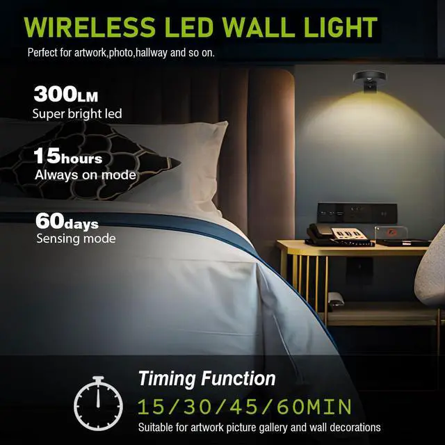 Alt view image 4 of 7 - 3Pack LED Picture Lights for Wall Rechargeable Battery Picture Frame Light with Remote Wireless Magnetic Art Display Light Dimmable&Timer Wall Sconce for Painting Poster Artwork Home Lighting Decor