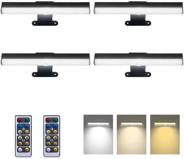Main image of 4pcs Battery Operated Picture Light with 3 Lighting Color,Painting Light for Wall with Remote,Led for Art Indoor Brightness Dimmable, Timer-Off Display Accent Light for Frame Gallery