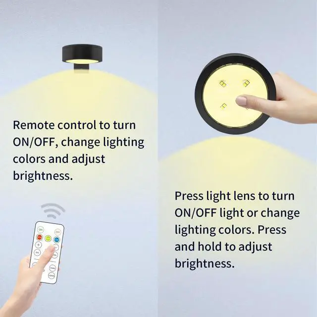Alt view image 4 of 7 - 3PACK Picture Light Battery Operated with Remote, Painting Light for Wall Art with 3 Lighting Colors Dimmable, LED Art Display Accent Light on Wall for Poster Dartboard Frame Portrait Black
