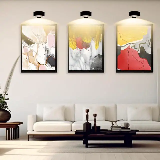 Alt view image 6 of 7 - 3PACK Picture Light Battery Operated with Remote, Painting Light for Wall Art with 3 Lighting Colors Dimmable, LED Art Display Accent Light on Wall for Poster Dartboard Frame Portrait Black