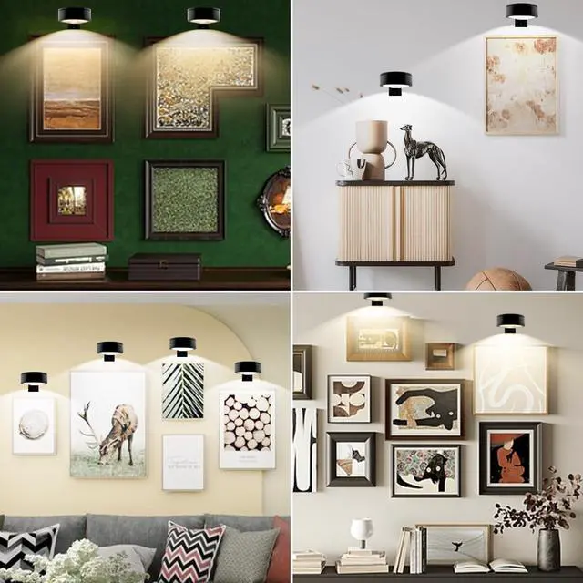 Alt view image 7 of 7 - 3PACK Picture Light Battery Operated with Remote, Painting Light for Wall Art with 3 Lighting Colors Dimmable, LED Art Display Accent Light on Wall for Poster Dartboard Frame Portrait Black