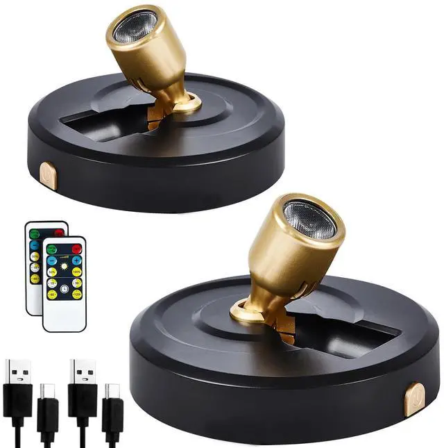 Main image of 2-Pack Wireless LED Spotlight Rechargeable Picture Lights Indoor, Plant Lamp with 2 Remote, Dimmable Spot Lights with Timmer for Wall Display Painting Dartboard Artwork Accent Closet