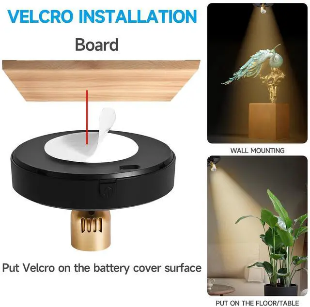 Alt view image 3 of 6 - 2-Pack Wireless LED Spotlight Rechargeable Picture Lights Indoor, Plant Lamp with 2 Remote, Dimmable Spot Lights with Timmer for Wall Display Painting Dartboard Artwork Accent Closet