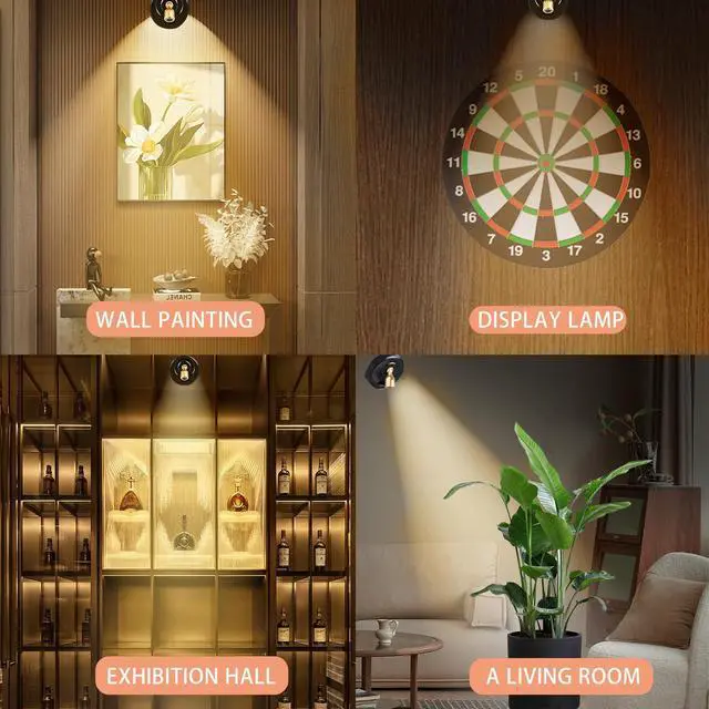 Alt view image 4 of 6 - 2-Pack Wireless LED Spotlight Rechargeable Picture Lights Indoor, Plant Lamp with 2 Remote, Dimmable Spot Lights with Timmer for Wall Display Painting Dartboard Artwork Accent Closet