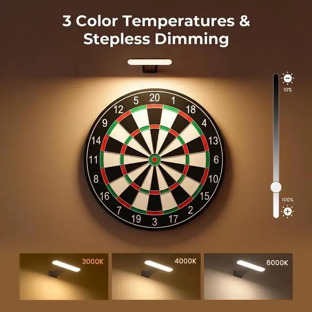 Alt view image 3 of 7 - 2 Pack Picture Lights for Wall,Art Lights for Painting,Battery Operated Wall Sconce Rechargeable,LED Wall Light Cordless with Remote, Frame,Gallery,Dartboard Lights No-Drill,Black
