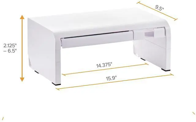 Alt view image 6 of 7 - Konnect Adjustable Monitor Riser with Drawer & Cell Phone Holder, Laptop Stand for Desk, 4 Height Levels, Cable Management & Rubber Feet