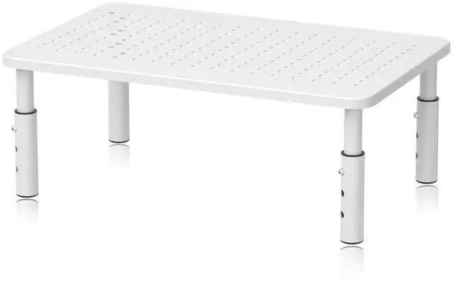 Main image of Monitor Stand Riser, Metal Computer Stand, 3 Height Adjustable Screen Riser with Mesh Platform for PS4, Laptop, Printer, Notebook and All Flat Screen, Holds Up to 20KG,White