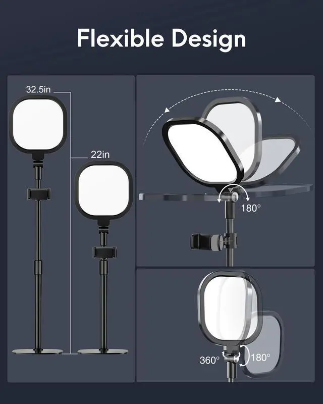 Alt view image 4 of 7 - Zoom Lighting for Computer, Adjustable Desk Lighting for Video Calls, 30 Light Modes Video Conference Light, Desk Ring Light with Stand for Webcam, Meetings, Live Stream, Home Office. CRI 97.8