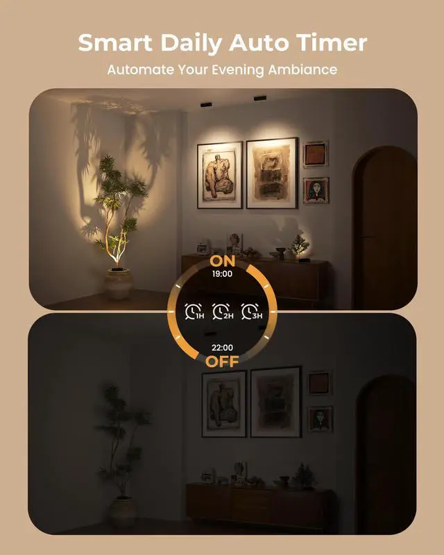 Alt view image 2 of 7 - Spotlights Indoor with Daily Auto Timer, 5500mAh Rechargeable Plant Lights, Wireless Uplighting with Remote, 3CCT & Dimmable, Display Lights for Painting, Artwork, Plants, Accent Lighting