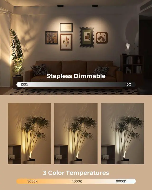 Alt view image 4 of 7 - Spotlights Indoor with Daily Auto Timer, 5500mAh Rechargeable Plant Lights, Wireless Uplighting with Remote, 3CCT & Dimmable, Display Lights for Painting, Artwork, Plants, Accent Lighting