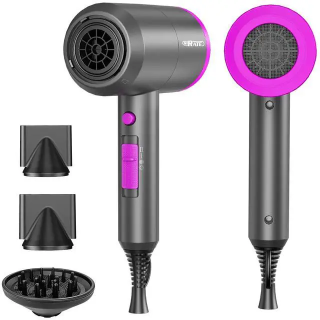Main image of Ionic Hair Dryer with Diffuser | Professional Blow Dryer for Curly, Frizzy & All Hair Types | Low Noise & Gentle for Sensitive Hair | Compact & Portable Design for Home, Travel, Women & Men