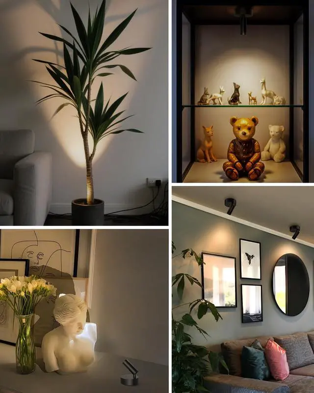 Alt view image 4 of 7 - Spotlights Indoor with Remote, 3000mAh Rechargeable Battery Plant Spotlight Indoor, Wireless Uplighting with 3 Colors & Dimmable, LED Picture Light for Painting, Artwork Accent Lighting(2 Pack)