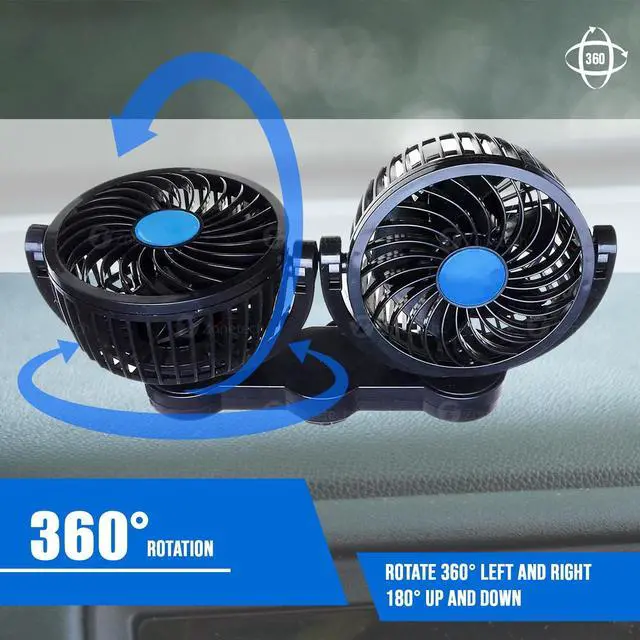 Alt view image 3 of 7 - Car Cooling Air Fan 12V- Dual Head Car Auto Electric Cooling Air Fan for Rear Seat (Black 1 pack)