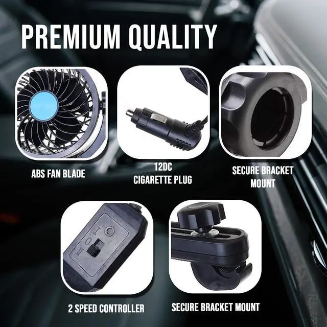 Alt view image 4 of 7 - Car Cooling Air Fan 12V- Dual Head Car Auto Electric Cooling Air Fan for Rear Seat (Black 1 pack)