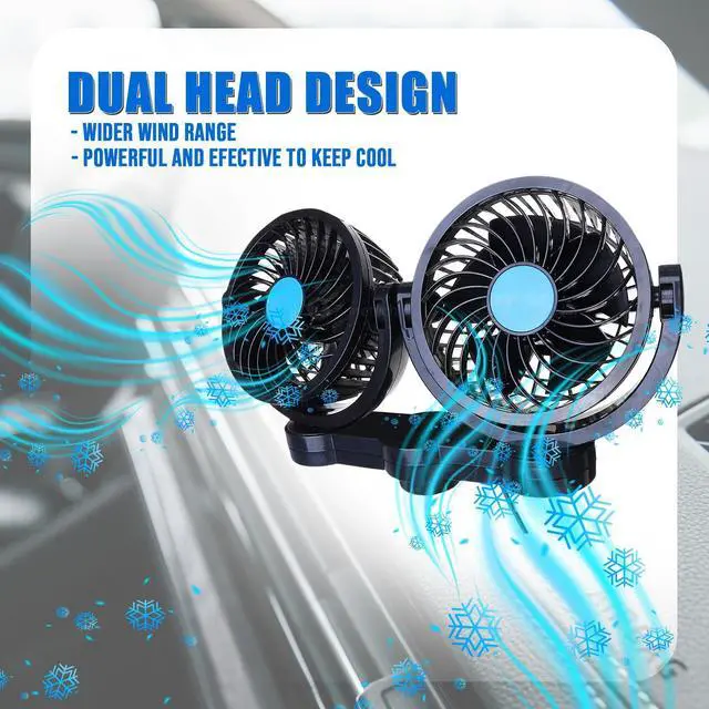 Alt view image 7 of 7 - Car Cooling Air Fan 12V- Dual Head Car Auto Electric Cooling Air Fan for Rear Seat (Black 1 pack)