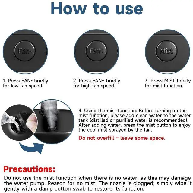 Alt view image 3 of 7 - Car Fan, Portable USB Powered Dual Head Cooling Fan for Car, 360° Rotatable & 2 Speeds Adjustable & Mist Function, Powerful Air Circulation for Vehicle Truck SUV Jeep RV Boat, 12V (black)