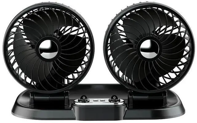 Main image of Dual Head Car Fan, 360° Rotatable & 180° Adjustable USB Car Cooling Fan with Dense Safety Grill, 2.4A USB Powered Portable Auto Air Circulation Fan for Car Dashboard, Truck, SUV, RV, Vehicle Backseat
