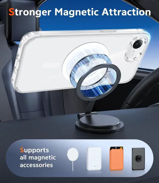 Alt view image 4 of 7 - for iPhone 17e & iPhone 16e Case Clear: Magnetic Phone Cases with Screen Protector Compatible with Magsafe Anti Yellowing Shockproof Protective Transparent Cell Phone Cover (A-Clear)