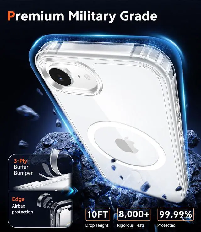 Alt view image 6 of 7 - for iPhone 17e & iPhone 16e Case Clear: Magnetic Phone Cases with Screen Protector Compatible with Magsafe Anti Yellowing Shockproof Protective Transparent Cell Phone Cover (A-Clear)