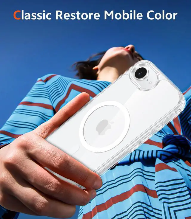 Alt view image 7 of 7 - for iPhone 17e & iPhone 16e Case Clear: Magnetic Phone Cases with Screen Protector Compatible with Magsafe Anti Yellowing Shockproof Protective Transparent Cell Phone Cover (A-Clear)