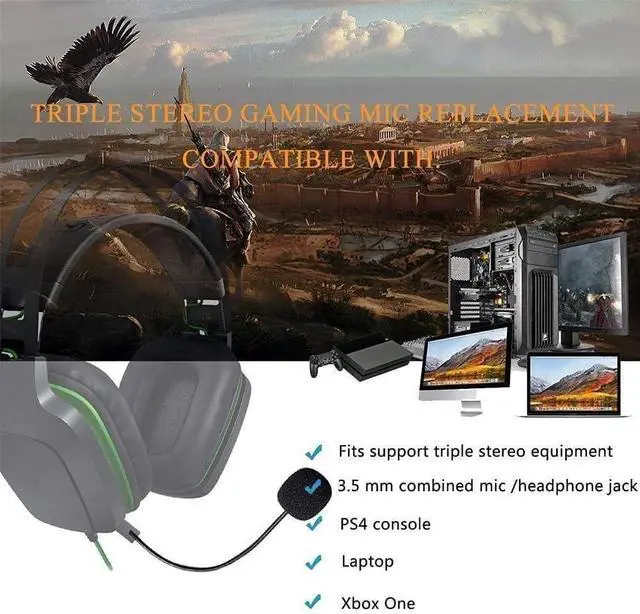 Alt view image 4 of 7 - Black Headset Microphone Adjustable 360 Degrees Bendable Jack Headphone Controller Z5a5 Combined 3.5mm Game Gaming Mic to Mic Headsets Accessories