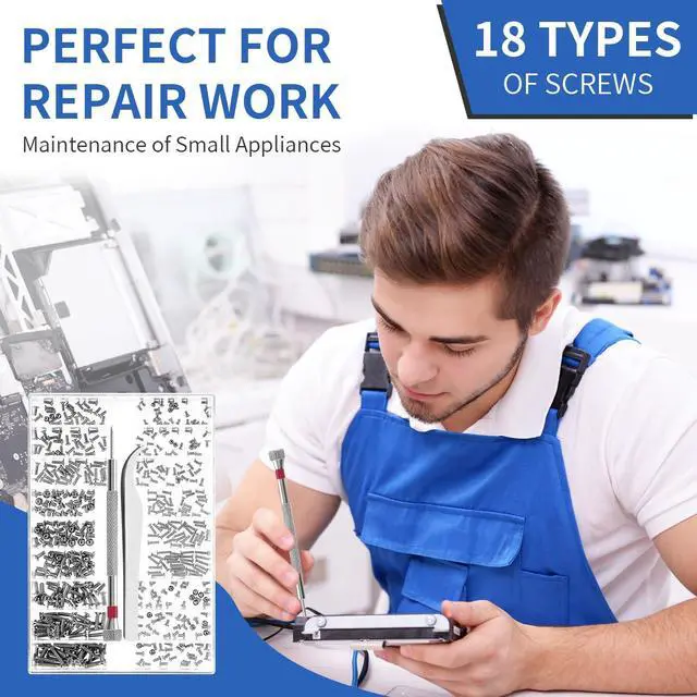 Alt view image 2 of 7 - 500PCS Tiny Screws,Micro Glasses Screws Repair Kit,M1.2/M1.4/M2 with Tweezers,Glasses Laptop Assortment Repair Kit with Screwdriver,for Electronics Hard Drive Watches Jewelry (Silver)