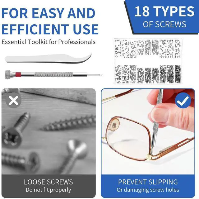 Alt view image 5 of 7 - 500PCS Tiny Screws,Micro Glasses Screws Repair Kit,M1.2/M1.4/M2 with Tweezers,Glasses Laptop Assortment Repair Kit with Screwdriver,for Electronics Hard Drive Watches Jewelry (Silver)