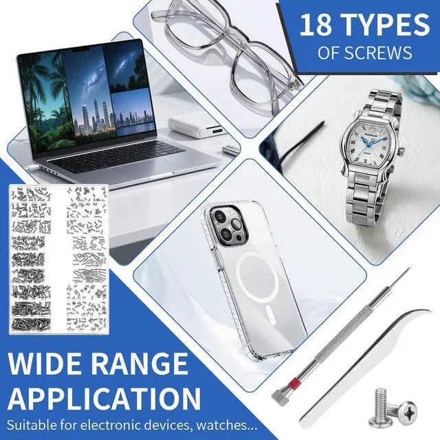 Alt view image 6 of 7 - 500PCS Tiny Screws,Micro Glasses Screws Repair Kit,M1.2/M1.4/M2 with Tweezers,Glasses Laptop Assortment Repair Kit with Screwdriver,for Electronics Hard Drive Watches Jewelry (Silver)