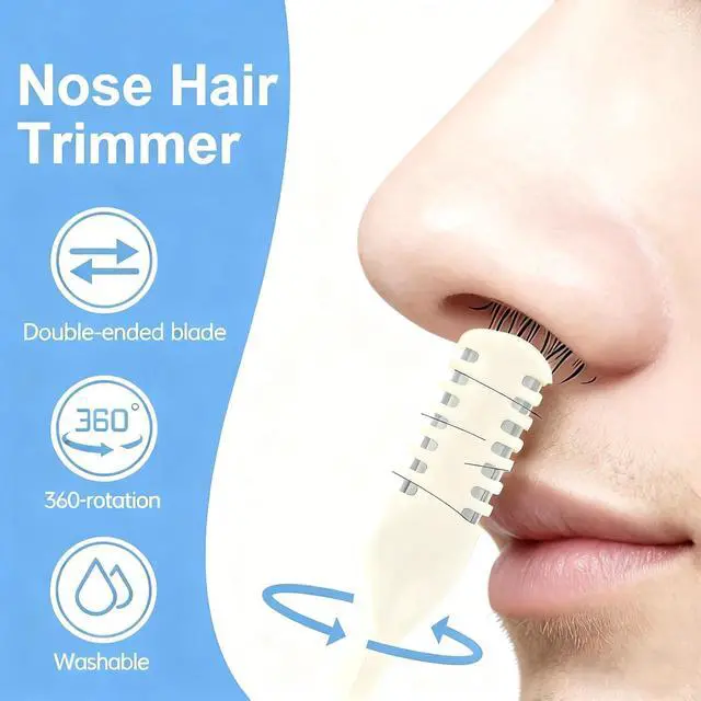 Alt view image 3 of 7 - 5-Pcs Nose Hair Trimmer 2-in-1, 2026 New Double-Sided 360° Rotating Manual Nasal Hair Cutter, Portable Nose Trimmer for Men & Women, Reusable Easy-to-Clean Hair Remover