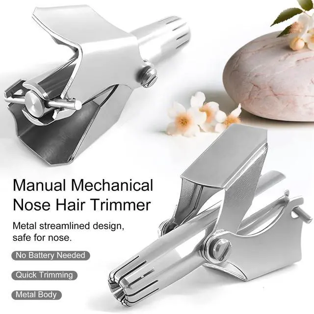 Alt view image 3 of 7 - Manual Nose Hair Trimmer for Men & Women, Stainless Steel, Waterproof, No Battery Needed with Cleaning Brush Trimmer for Ear,Moustache and Whiskers Hair, Metal
