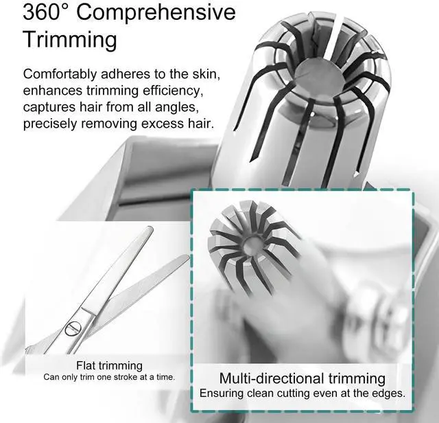 Alt view image 5 of 7 - Manual Nose Hair Trimmer for Men & Women, Stainless Steel, Waterproof, No Battery Needed with Cleaning Brush Trimmer for Ear,Moustache and Whiskers Hair, Metal
