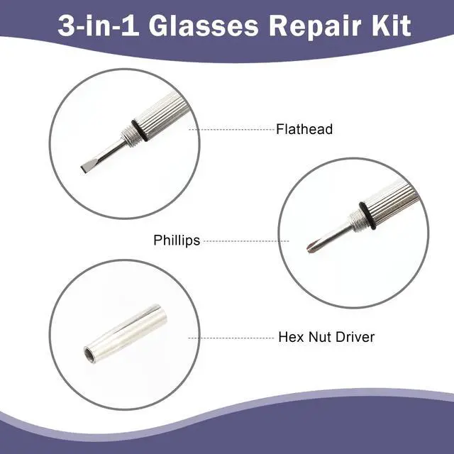 Alt view image 3 of 7 - 3 PCS Mini Portable Screwdrivers for Glasses, 3-in-1 Keyring Eyeglasses Repair Kit Flat Head Phillips Hex Handy Tiny Screw Drivers for Sunglasses, Small Electronics