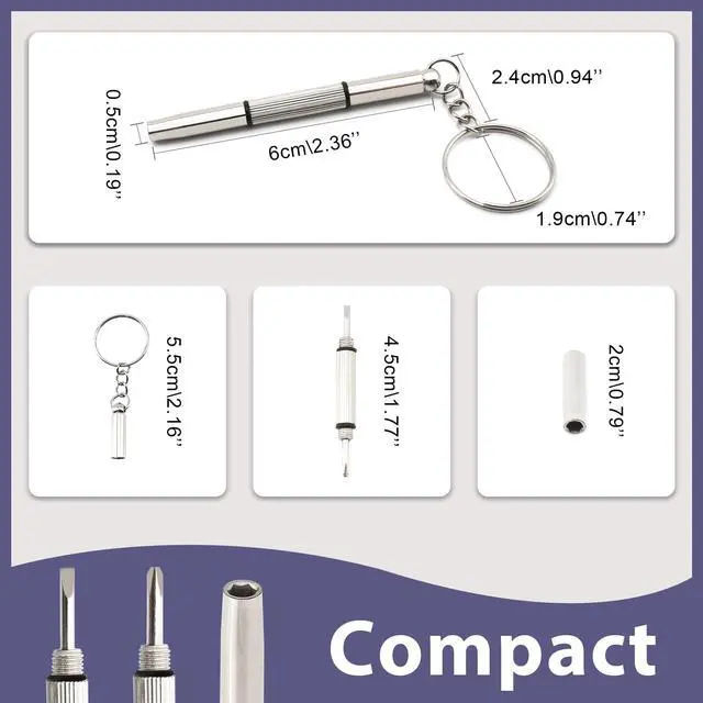Alt view image 2 of 7 - 3 PCS Mini Portable Screwdrivers for Glasses, 3-in-1 Keyring Eyeglasses Repair Kit Flat Head Phillips Hex Handy Tiny Screw Drivers for Sunglasses, Small Electronics