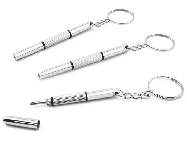 Main image of 3 PCS Mini Portable Screwdrivers for Glasses, 3-in-1 Keyring Eyeglasses Repair Kit Flat Head Phillips Hex Handy Tiny Screw Drivers for Sunglasses, Small Electronics