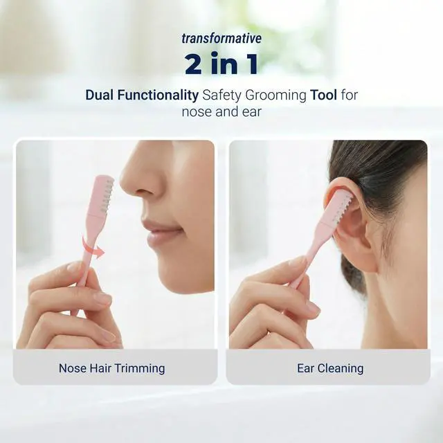 Alt view image 4 of 7 - 2-in-1 Nasal Hair Cutter, Double Sided Nose Hair & Ear Cutter, Portable 360° Rotating Manual Nose Hair Trimmer for Men and Women, 5 Colors (5)