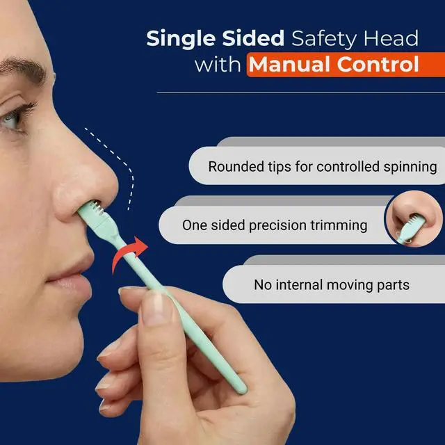 Alt view image 3 of 7 - 2-in-1 Nasal Hair Cutter, Double Sided Nose Hair & Ear Cutter, Portable 360° Rotating Manual Nose Hair Trimmer for Men and Women, 5 Colors (5)