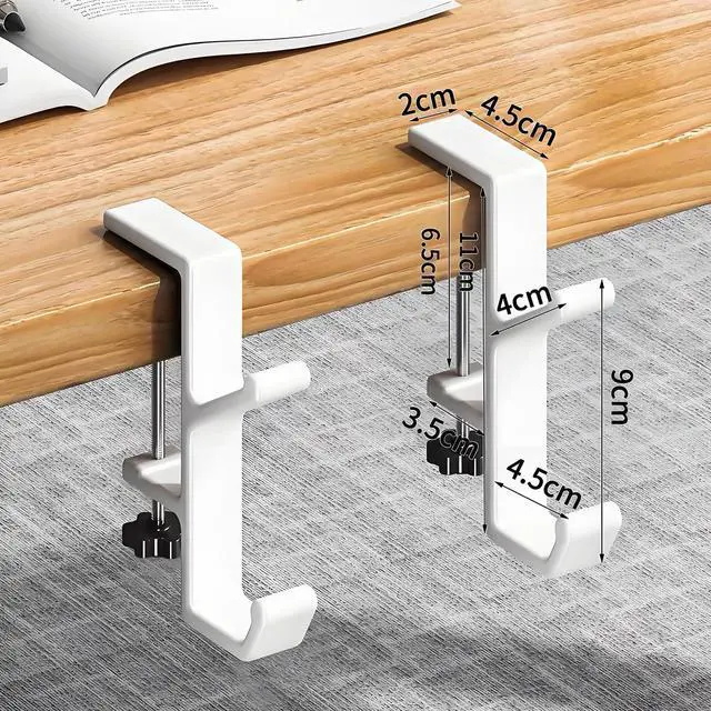 Alt view image 2 of 7 - Headphone Stand - Aluminum Alloy Headphone Holder, Under Headset Stand for Desk Fit for PC Gaming Headset Hanger Hook Suitable for Office, Computer, Student Class Desk, Handmade Creator Table (Blanco)