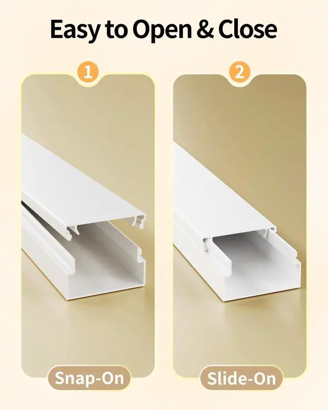 Alt view image 4 of 7 - 70.8in Cord Hider, Cord Covers for 2-3 Wires on Wall, Medium TV Cable Hider, Self-Adhesive Cable Raceway, Paintable Wire Covers for Cords on Wall, W0.94in H0.55in, White
