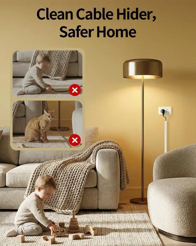 Alt view image 5 of 7 - 70.8in Cord Hider, Cord Covers for 2-3 Wires on Wall, Medium TV Cable Hider, Self-Adhesive Cable Raceway, Paintable Wire Covers for Cords on Wall, W0.94in H0.55in, White